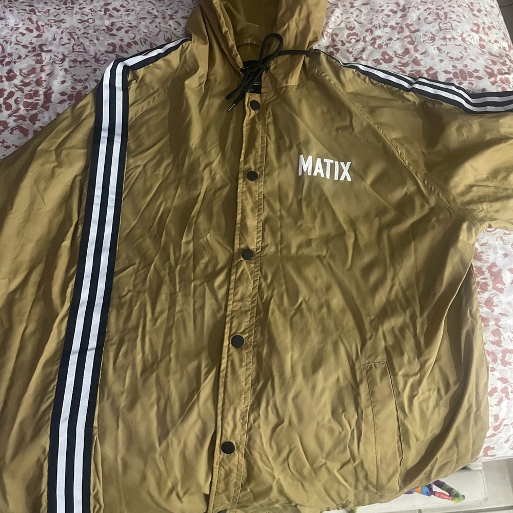 Matix Men's Brown Windbreaker with Stripes
